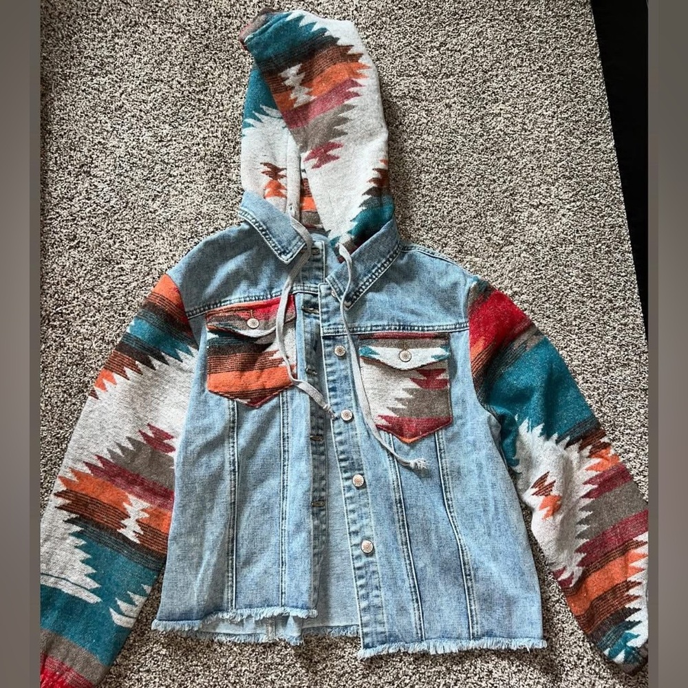 Denim jacket with Aztec sleeves